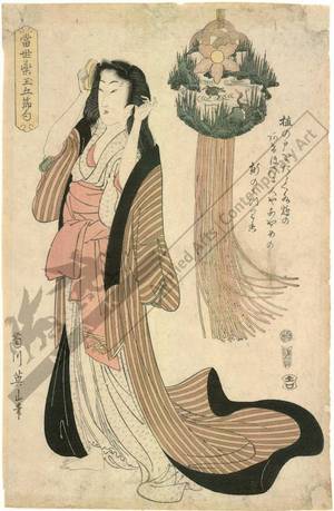 Kikugawa Eizan: Woman combing her hair (title not original) - Austrian Museum of Applied Arts