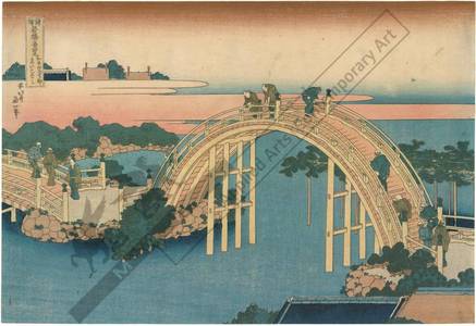 Katsushika Hokusai: Drum bridge at the Kameido Tenjin Shrine - Austrian Museum of Applied Arts