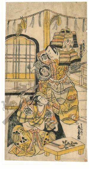 鳥居清信: Bando Hikosaburo as Kudo Saemon and Onoe Kikugoro as Soga no Goro - Austrian Museum of Applied Arts