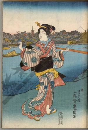 歌川国貞: Women at the banks of Sumida river (title not original) - Austrian Museum of Applied Arts