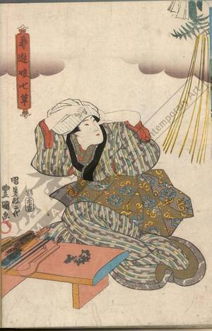 Utagawa Kunisada: Cutting the seven spring herbs (title not original) - Austrian Museum of Applied Arts