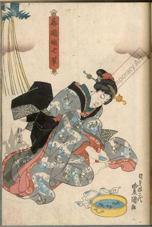 Utagawa Kunisada: Cutting nails (title not original) - Austrian Museum of Applied Arts