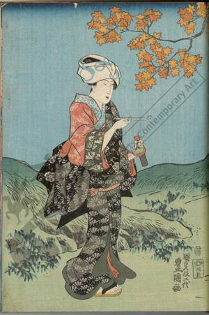Utagawa Kunisada: Pleasure of mushroom gathering in the autumn - Austrian Museum of Applied Arts
