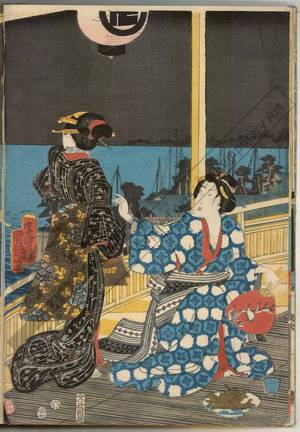 Utagawa Kunisada II: Autumn moon above Tatsumi - Austrian Museum of Applied Arts