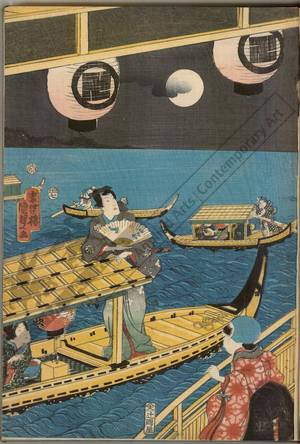 Utagawa Kunisada II: Autumn moon above Tatsumi - Austrian Museum of Applied Arts