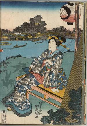 歌川国貞: Women at the banks of Sumida river (title not original) - Austrian Museum of Applied Arts