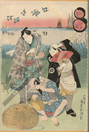 Utagawa Kunisada: Gathering shells at Suzaki - Austrian Museum of Applied Arts