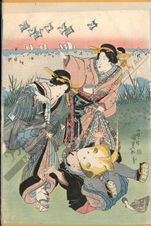 Utagawa Kunisada: Gathering shells at Suzaki - Austrian Museum of Applied Arts