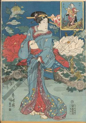 Utagawa Kunisada: Comparision of beautiful women with five famous bandit heroes (title not original) - Austrian Museum of Applied Arts