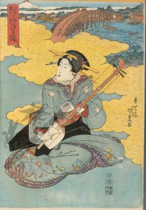 Utagawa Kunisada, 歌川国貞 (Utagawa Kunisada I)による浮世絵「Azuma bridge」