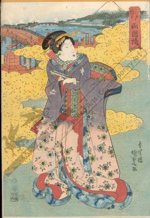 Utagawa Kunisada, 歌川国貞 (Utagawa Kunisada I)による浮世絵「Ryogoku bridge」