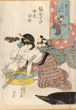 Utagawa Kunisada, 歌川国貞 (Utagawa Kunisada I)による浮世絵「Tub and element metal - Brazier and element fire」