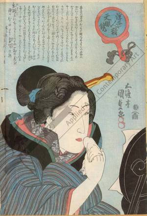 Utagawa Kunisada: Woman adjusting her make-up (title not original) - Austrian Museum of Applied Arts