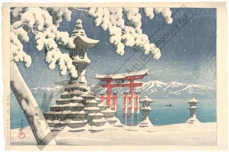 川瀬巴水: Snow at Itsukushima - Austrian Museum of Applied Arts