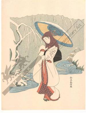 Suzuki Harunobu: Beuty in winter (title not original) - Austrian Museum of Applied Arts