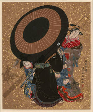 Kitao Masanobu: Courtesan and kamuro with a guest (title not original) - Austrian Museum of Applied Arts