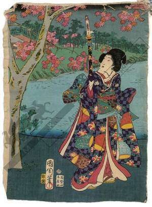 豊原国周: Woman with a sword (title not original) - Austrian Museum of Applied Arts