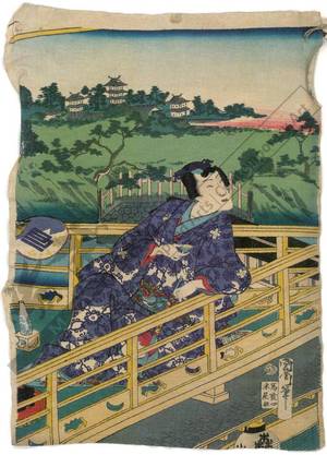 Toyohara Kunichika: Man drinking sake (title not original) - Austrian Museum of Applied Arts