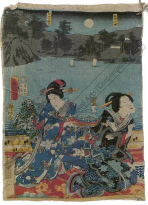 豊原国周: Pleasure boat on Lake Biwa (title not original) - Austrian Museum of Applied Arts