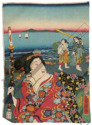 歌川房種: Women at the sea (title not original) - Austrian Museum of Applied Arts