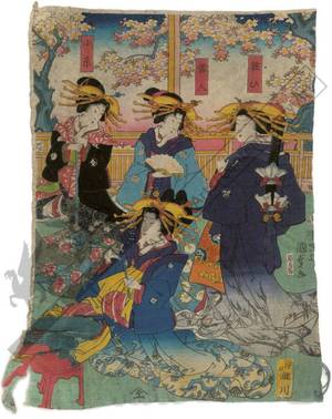 Utagawa Kunisada II: Courtesans attending a party (title not original) - Austrian Museum of Applied Arts