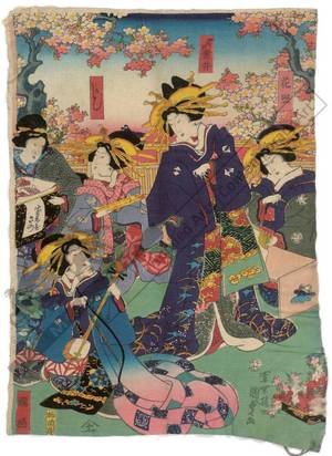 Utagawa Kunisada II: Courtesans attending a party (title not original) - Austrian Museum of Applied Arts