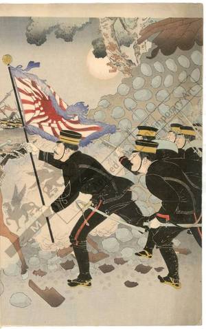 Adachi Ginko: Great victory of the japanese army after a fierce fighting at Pyöngyang - Austrian Museum of Applied Arts