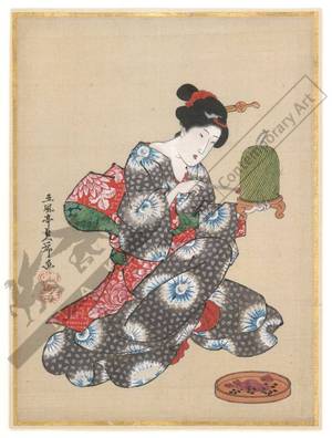 Utagawa Sadatora: Woman with insect case (title not original) - Austrian Museum of Applied Arts