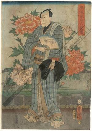 Utagawa Kunisada, 歌川国貞 (Utagawa Kunisada I)による浮世絵「Modern parody on the six poets and six flowers, Number 1」