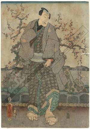 Utagawa Kunisada: Modern parody on the six poets and six flowers, Number 3 - Austrian Museum of Applied Arts