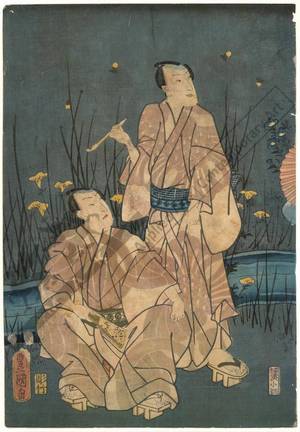 Utagawa Kunisada: Catching fireflies resembling a collection of shining pearls - Austrian Museum of Applied Arts