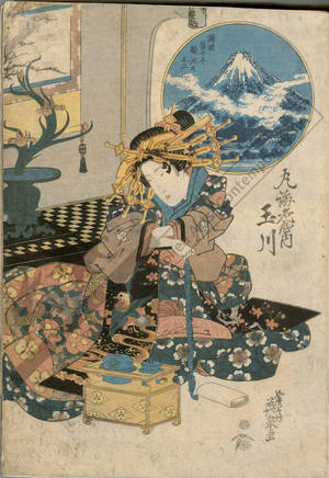 渓斉英泉: Fuji of Suruga, The courtesan Tamagawa from the Maruebi house - Austrian Museum of Applied Arts