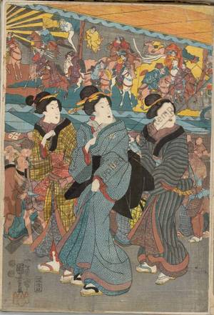 Utagawa Kuniyoshi: Bustling crowds at the great horse circus at Ryogoku - Austrian Museum of Applied Arts