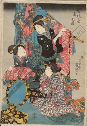 歌川国芳: A bride changing her dress - Austrian Museum of Applied Arts