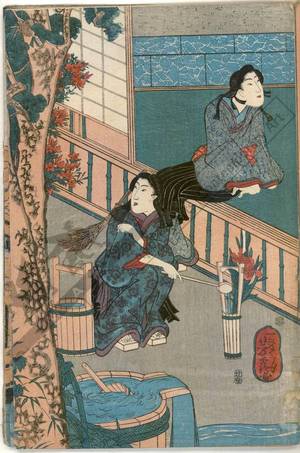 Utagawa Yoshitsuru: Rensho coming to Tamaori’s hermitage - Austrian Museum of Applied Arts