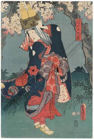 Japanese Print "Okiku, woman from the poor classes" by Utagawa Kunisada, 歌川国貞 (Utagawa Kunisada I)