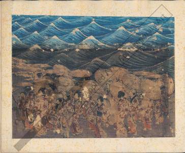 Utagawa Hiroshige: Large crowd visiting the shrine at Enoshima in the province of Sagami for the exhibition of the Benzaiten - Austrian Museum of Applied Arts