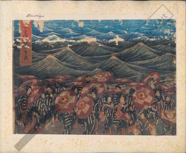 歌川広重: Large crowd visiting the shrine at Enoshima in the province of Sagami for the exhibition of the Benzaiten - Austrian Museum of Applied Arts