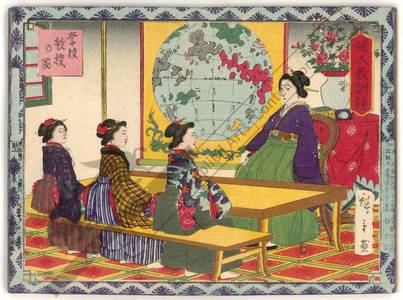 Estampe japonaise "Teaching at school" par Utagawa Hiroshige III, 三代目歌川広重 (Utagawa Hiroshige III)