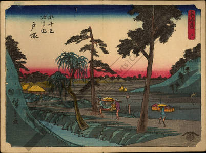 Utagawa Hiroshige: Print 6: Totsuka (Station 5) - Austrian Museum of Applied Arts