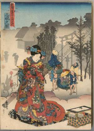 Utagawa Kunisada: Mishima (Station 11, Print 12) - Austrian Museum of Applied Arts