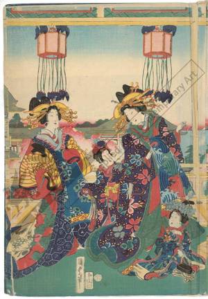 Utagawa Kunisada II: High ranking courtesans from the Nakamanji house at the pleasure quarter Shinshimabara in Tsukiji - Austrian Museum of Applied Arts