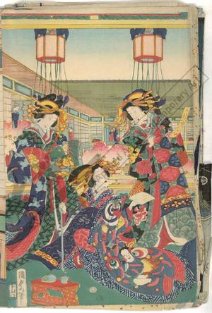 Utagawa Kunisada II: High ranking courtesans from the Nakamanji house at the pleasure quarter Shinshimabara in Tsukiji - Austrian Museum of Applied Arts