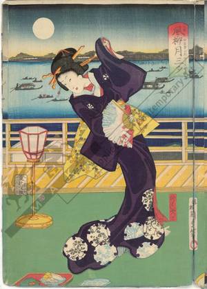 Utagawa Kunisada II: Three evening pleasures: Wind, willows and the moon - Austrian Museum of Applied Arts