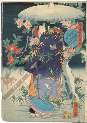 Japanese Print "Camellia (title not original)" by Utagawa Kunisada II, 二代歌川国貞 (Utagawa Kunisada II)