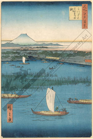 Ando Hiroshige, 歌川広重 (Ando Hiroshige)による浮世絵「River branches at Mitsumata Wakarenofuchi」