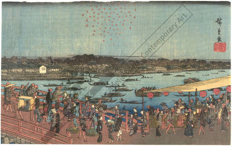 歌川広重: Fireworks above Ryogoku - Austrian Museum of Applied Arts
