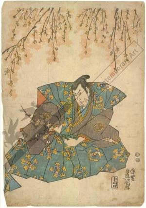 Utagawa Kunisada: Actor under a cherry tree (title not original) - Austrian Museum of Applied Arts