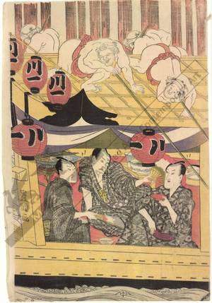 Utagawa Toyokuni I: Sixth month: Pleasure boats at Ryogoku - Austrian Museum of Applied Arts