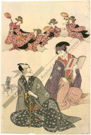 Utagawa Toyokuni I: Seventh month: Six poets and the bon dance - Austrian Museum of Applied Arts